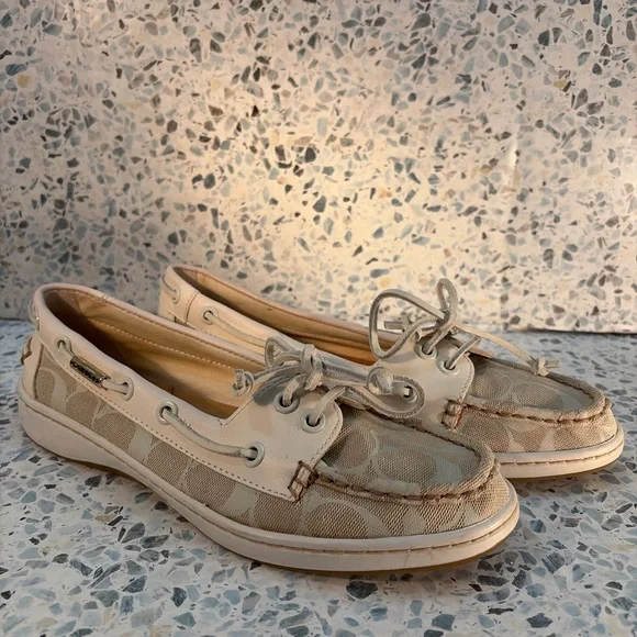 Coach Richelle Q278 Canvas Signature Loafers Boat Shoes Women’s 8B - Picture 1 of 7